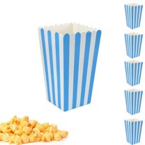Versatile Paper Containers,2.8x2x4.5In Stripes Snack Buckets,Blue Family Movie Night Boxes,QZS Party Supplies for Office,Outdoor,50pcs