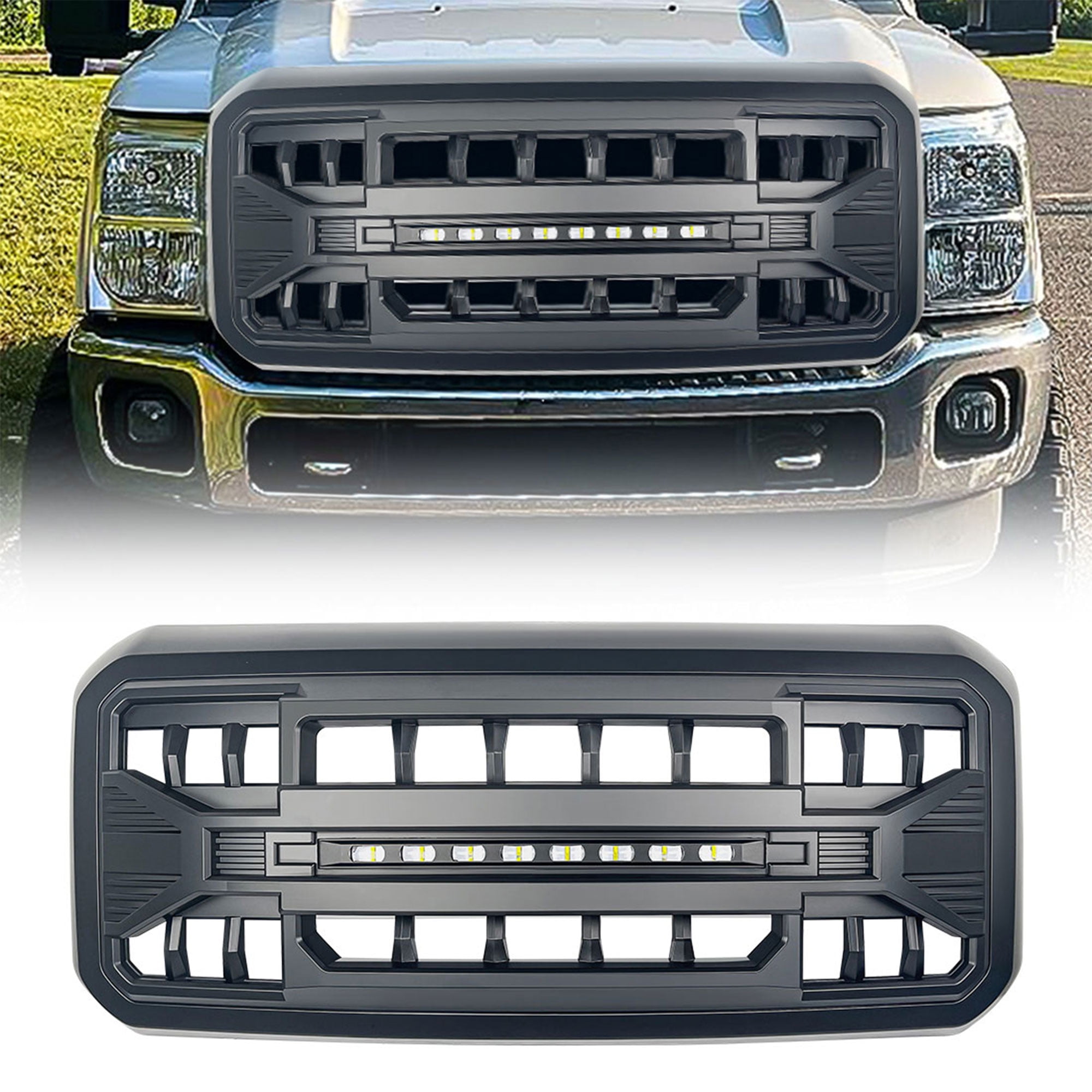 AMERICAN MODIFIED Armor Grille w/Off Road Lights for 11-16 Ford Super Duty