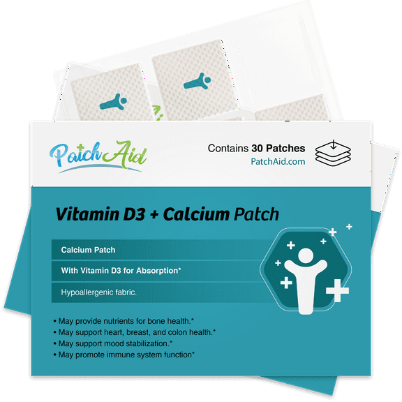 Vitamin D3 Plus Calcium Vitamin Patch by PatchAid Color: White, Size: 3-Month Supply