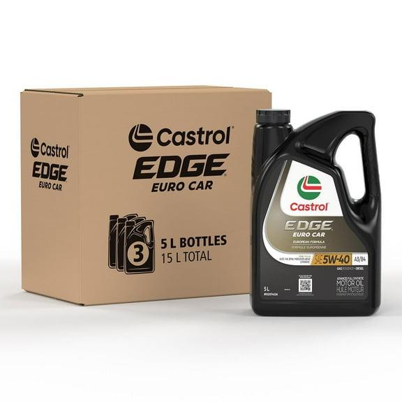 Huile Castrol EDGE 5W40 EURO 100 % synthétique, 3 bidons de 5 L