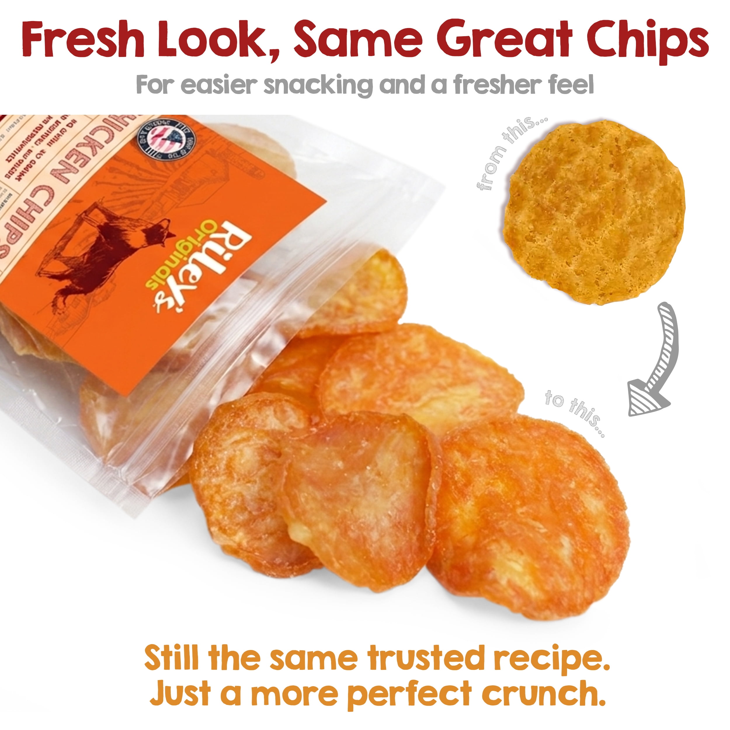 Riley's Chicken Waffle Chips Treats for Dogs, 6 oz Bag
