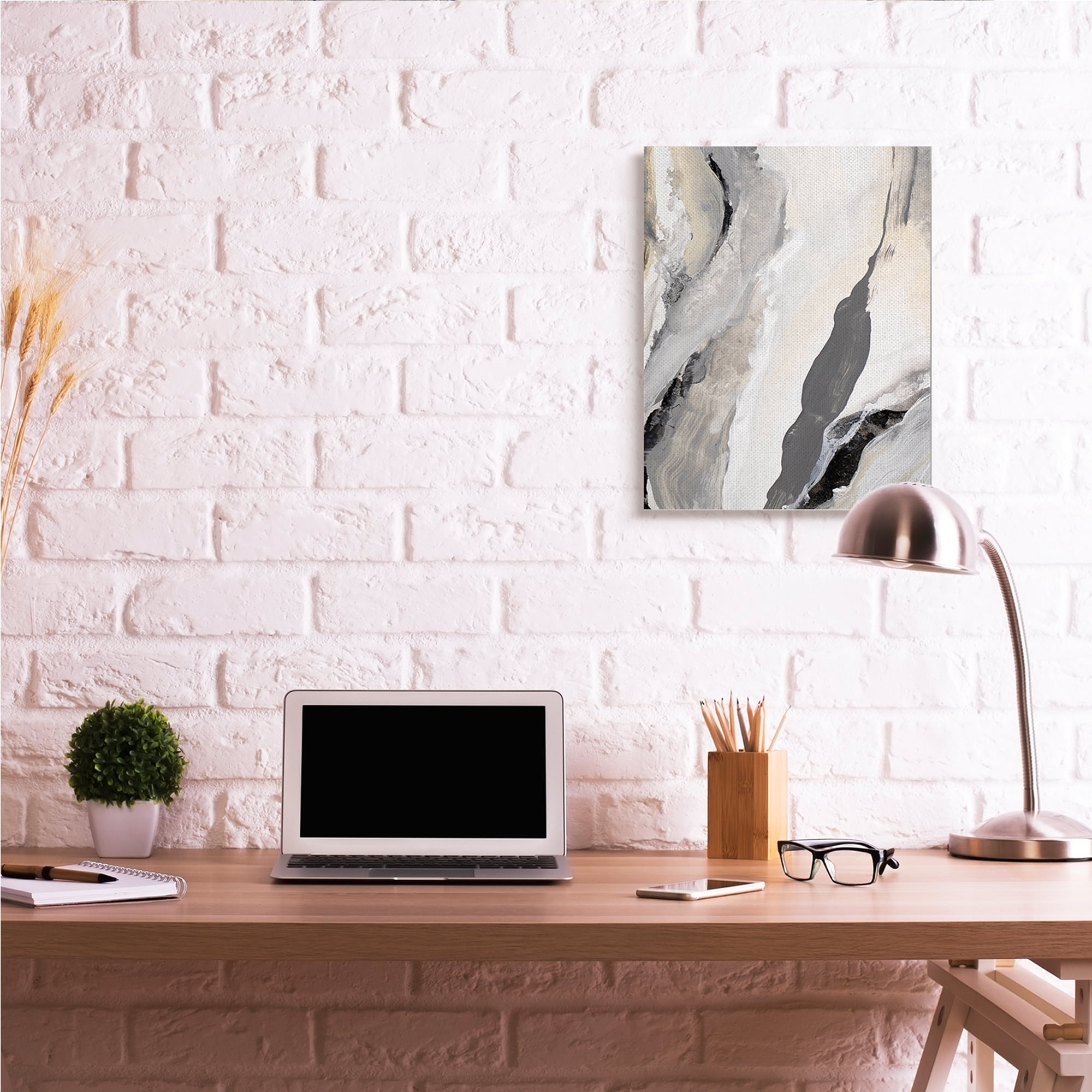 Stupell Industries Paint Stroke Movement Abstraction Grey Beige ,24 x 30,Designed by Lanie Loreth