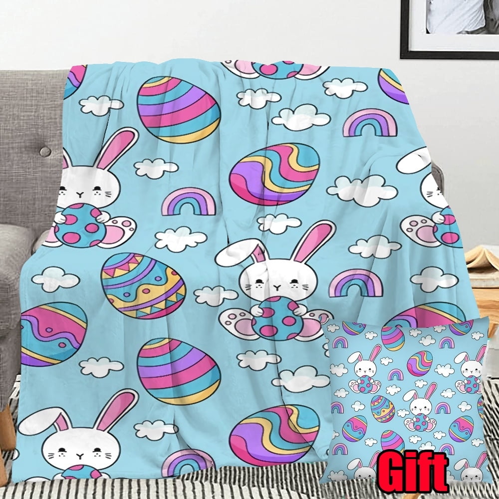 Dicasser Easter Spring Blankets With Pillow Cover Plush Flannel Baby