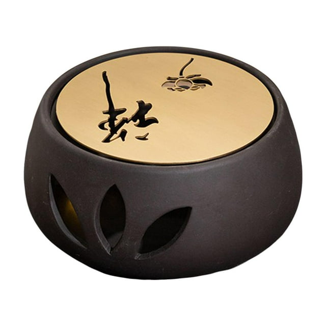 GUOOL Ceramic Teapot Warmer Coffee Warmer Base with Tealight Tray Warming Heating Base Copper Warmer Plate