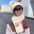 thumbnail image 5 of 2Pcs Kids Winter Hat Scarf Set, Warm Fleece Lining Girls Winter Hats with Pom, Knit Scarf for 3-12 Years Boys Girls, 5 of 8