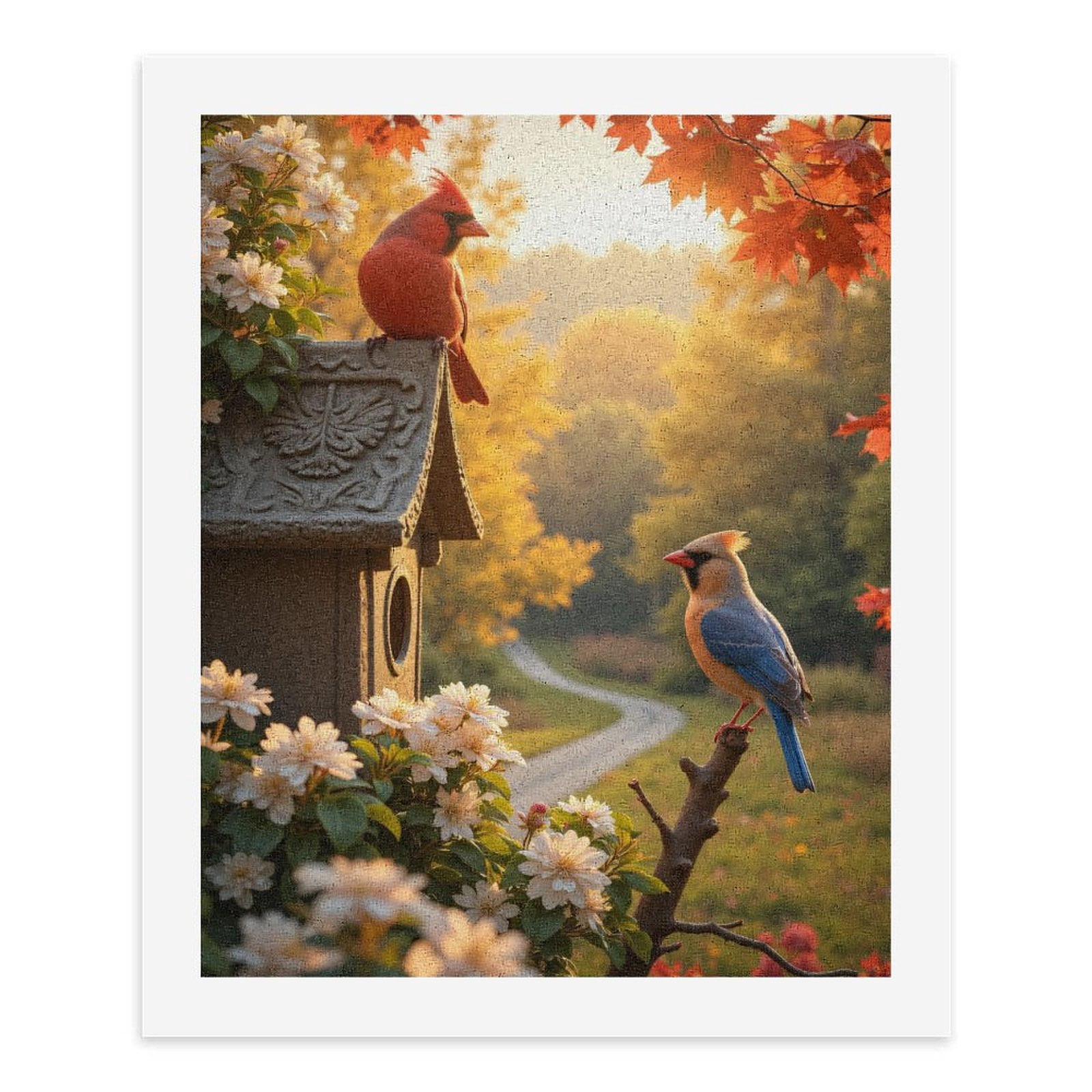 Paint By Numbers Kit for Adults Beginner - DIY Birds Autumn Blossom Birdhouse Scenic Canvas Painting Kits for Adults, Frameless Paint By Number for Adults for Home Wall Decor 16x20 Inch