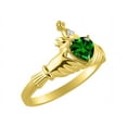 thumbnail image 5 of RYLOS Rings 14K Gold Plated Silver Claddah Love, Loyalty & Friendship Ring Heart 6MM Gemstone & Diamond Claddagh Rings May Emerald Jewelry Size 5, 5 of 7