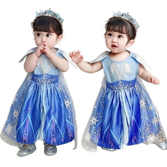 Toddler Baby Girls Elsa Costume Dress Snow Princess Fancy Party Dresses 12M-5T