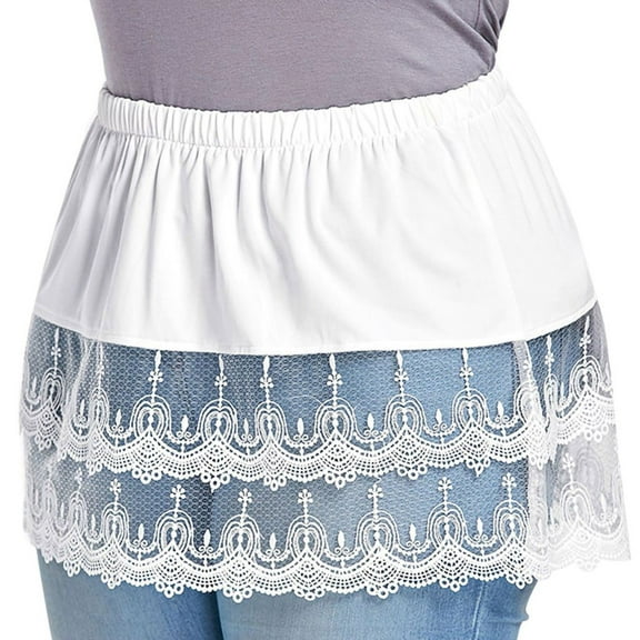 Pntutb Womens Layered Tiered Sheer Lace Trim Extender Half Slip Plus Size Skirt