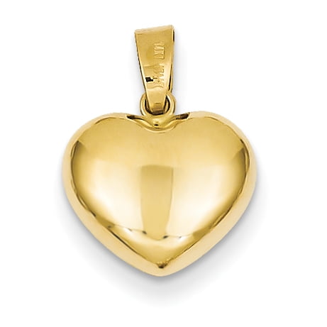 Or Jaune 14 Carats Charm Coeur Gonflé