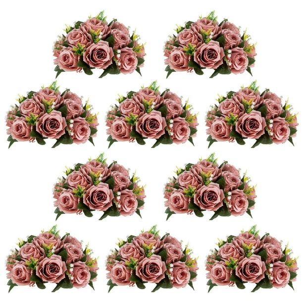 Flower Ball Centerpieces for Table 10 Pack Vintage Pink Dusty Roses