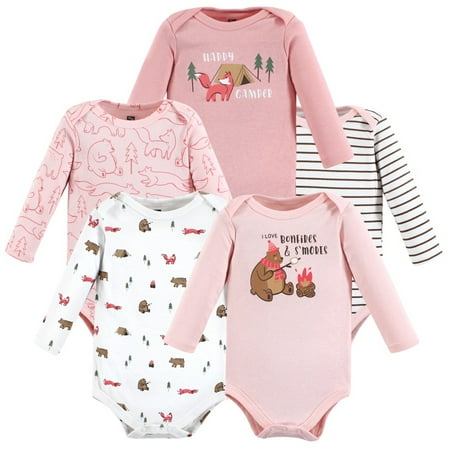 

Hudson Baby Infant Girls Cotton Long-Sleeve Bodysuits Girl Camping Animals 12-18 Months