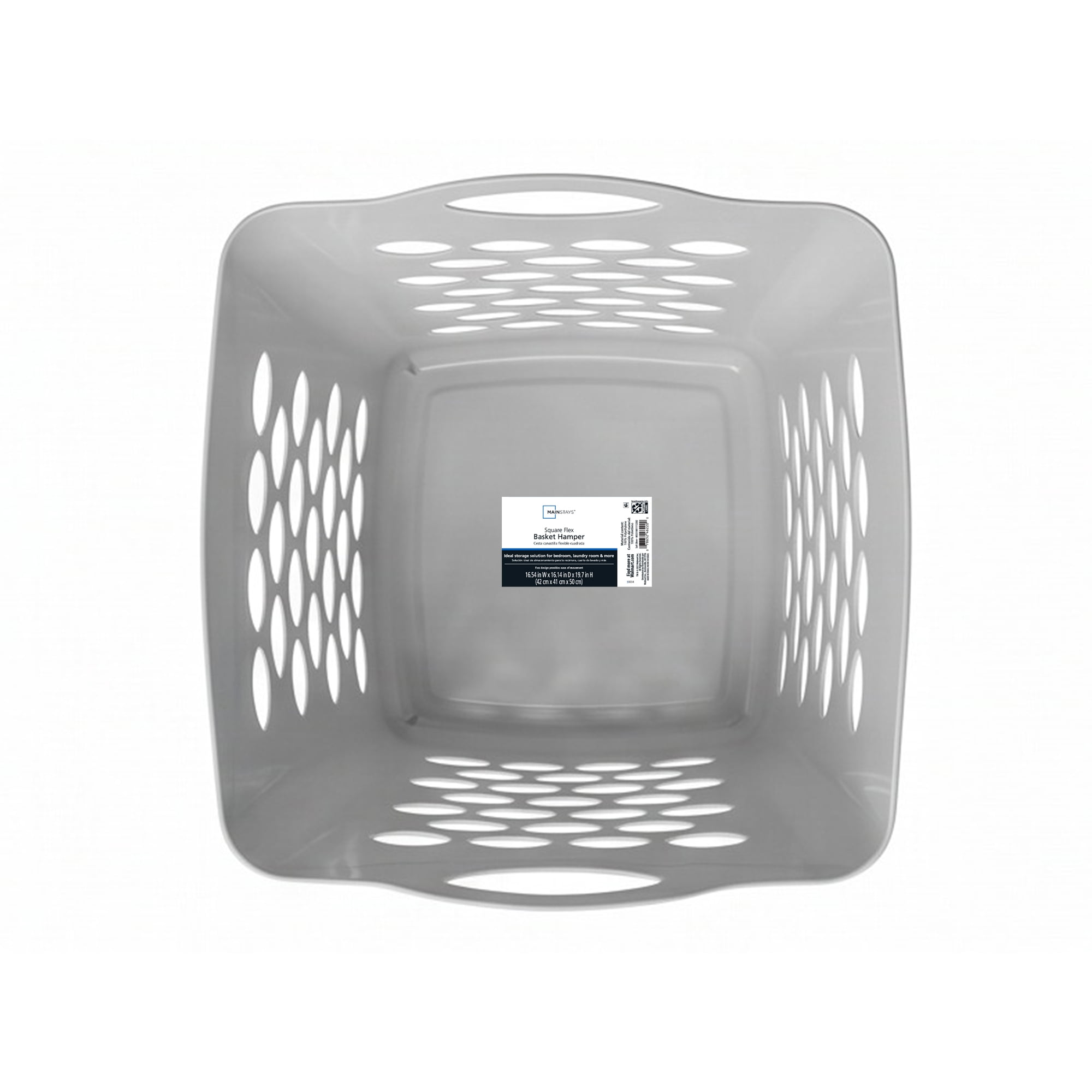 Mainstays Flexible Square Laundry Hamper, Silver Plastic