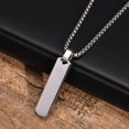 thumbnail image 6 of Customized Bar Initial Necklaces for Men Mens Geometric Vertical Pendant Necklace with Capital A-Z Letter, Stainless Steel Box Chain 24inch, 6 of 6