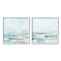 Stupell Industries Abstract Ocean Waves Scenic Landscape Cloudy Sky Painting White Framed Art Print Wall Art, Set of 2, Design by June Erica Vess