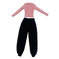 thumbnail image 4 of Ropa para muñeca femenina a escala 1/6, hecha a mano, camisa de manga larga con pantalones casuales Rosa y negro, 4 of 9