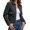 Dark Gray, variant on Women's Cropped Wool Blend Jacket, Long Sleeve Lapel Full Zip Coat with Flap Pockets ,Women's XS-L