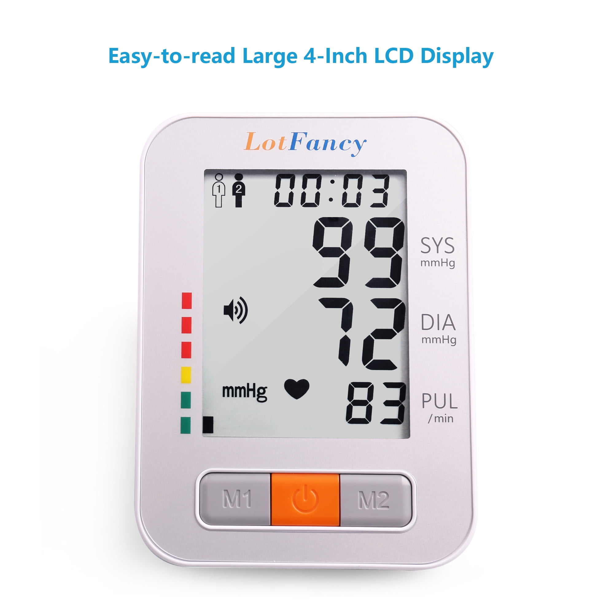 Lotfancy Upper Arm Blood Pressure Monitor Talking Automatic Digital Bp Machine 2 User Mode Irregular Heartbeat Detector 4 Inch Lcd Fda Approved Walmart Walmart 