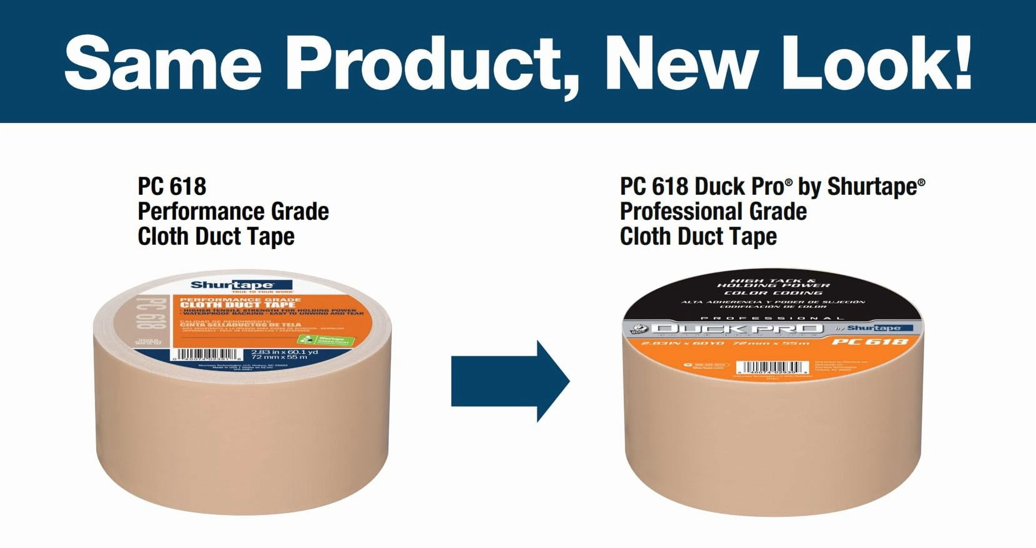 Shurtape PC 618 Performance Grade, Colored Cloth Duct Tape, Excellent Holding Power, 72mm x 55m, Beige, 1 Roll (207706) CA1
