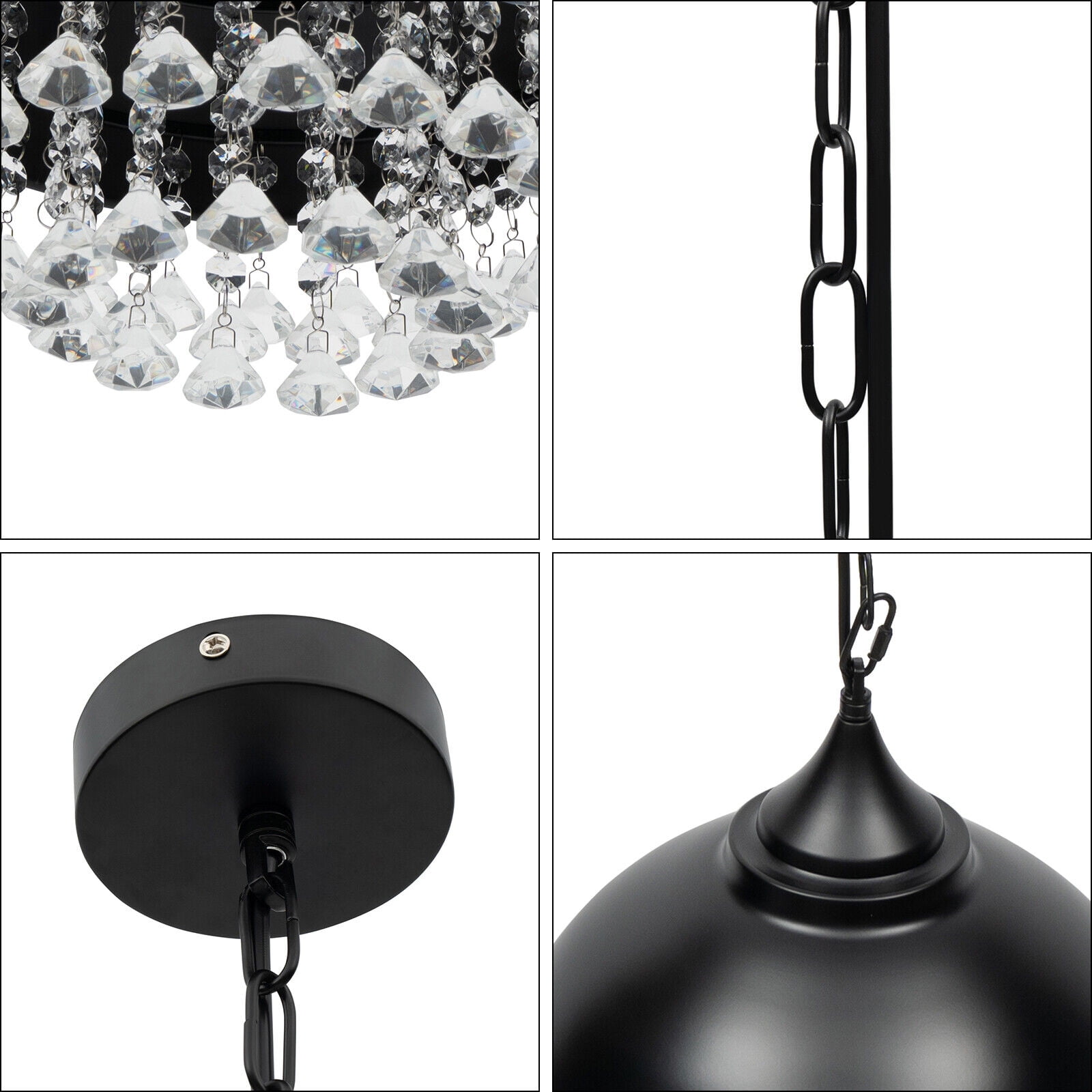 Dining Room Ceiling Light Fixture, Crystal Pendant Light, Industrial Crystal