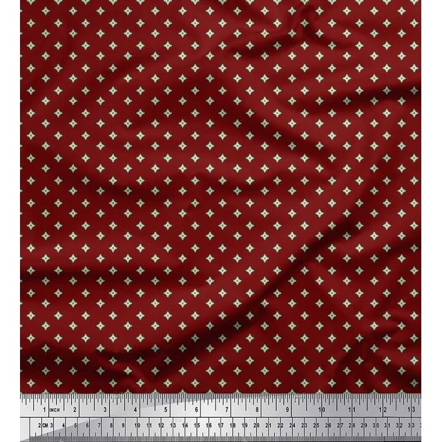 Soimoi Rayon Fabric Geometric Star Shirting Decor Fabric Printed Yard 56 Inch Wide