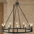 thumbnail image 3 of JONATHAN Y Oberto 36" 12-Light Iron Classic Industrial Ring LED Chandelier, Oil Rubbed Bronze, JYL7497A, 3 of 8