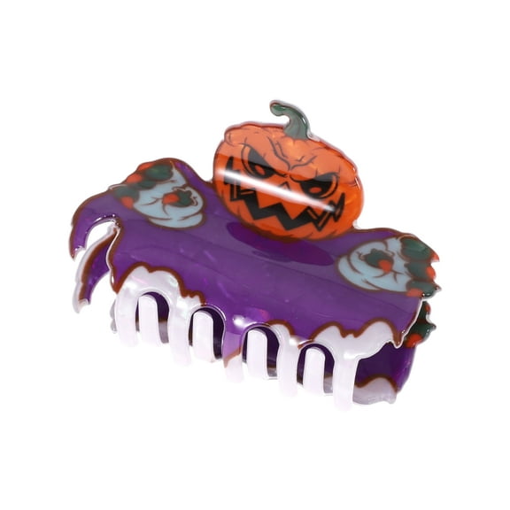 Unique Bargains 1 Pc Claw Clip Halloween Pumpkin Ghost Hand Hair Clip for Women Black Orange