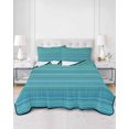 thumbnail image 2 of Quilts Queen Size Bedding Set, Teal Blue Striped Reversible Summer Quilt 3 Pieces, Thin Line Geometric Lightweight Bedspreads Coverlets with 2 Pillow Shams for All Seasons, 2 of 5