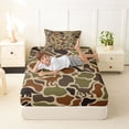 thumbnail image 4 of Feelyou Woodland Camo Dinosaur Twin Sheet Sets for Kids Boys, Cartoon Dino Wildlife Bedding, Brown Green, 3pcs, 4 of 5