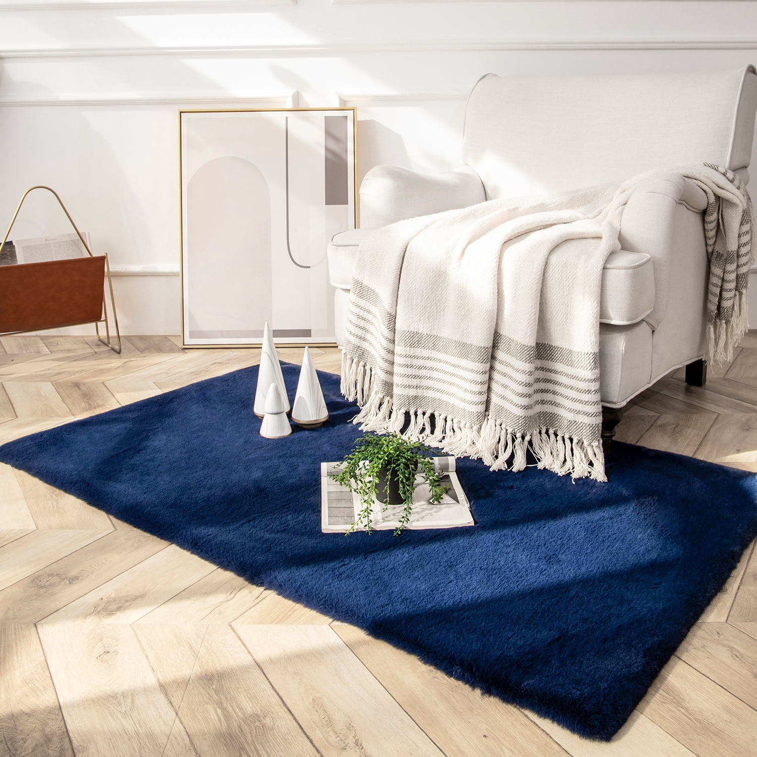 Soft Fluffy Faux Rabbit Fur Area Rugs, Indoor Decor Mat, 3 x 5 Feet ...