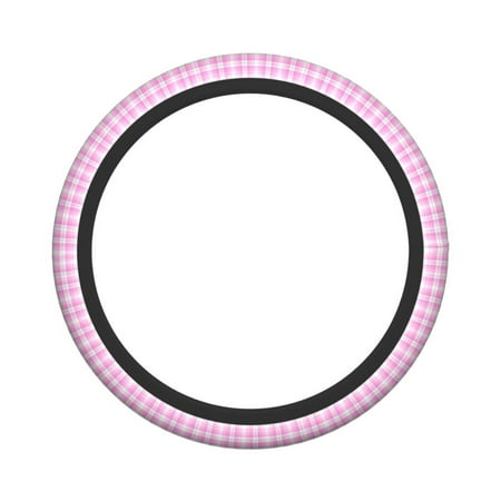 XMXY Car Steering Wheel Cover, Plaid Pink Design Non-Slip Jeep Truck Universal Elastic Steering Wheel Protector 15 inch