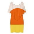 thumbnail image 3 of Candy Corn Pattern Women's Off The Shoulder Ruffles Summer Wedding Guest Loose Casual Party Beach Dress, 3 of 9