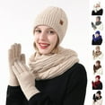 thumbnail image 4 of Xfvqtps Women Hat Scarf Glove Set Knit with Plush Lined Colorful Sequins Touchscreen Winter Warm Stretchy Extended Beanie Neck Warmer Gloves Set Black, 4 of 6