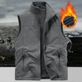 thumbnail image 2 of VBTAPA Men's Fleece Vest Lightweight Reversible Sleeveless Jacket Stand Collar Full Zipper Outdoor Winter Coats with Pockets Gray L, 2 of 4