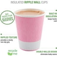 thumbnail image 4 of Restaurantware 4 Ounce Paper Cups, Pack of 25 Ripple Wall Disposable Cups \u2013 Leakproof, Recyclable, Light Pink Insulated Hot Beverage Holders, with Matching Lids Available for Purchase Separately, 4 of 8