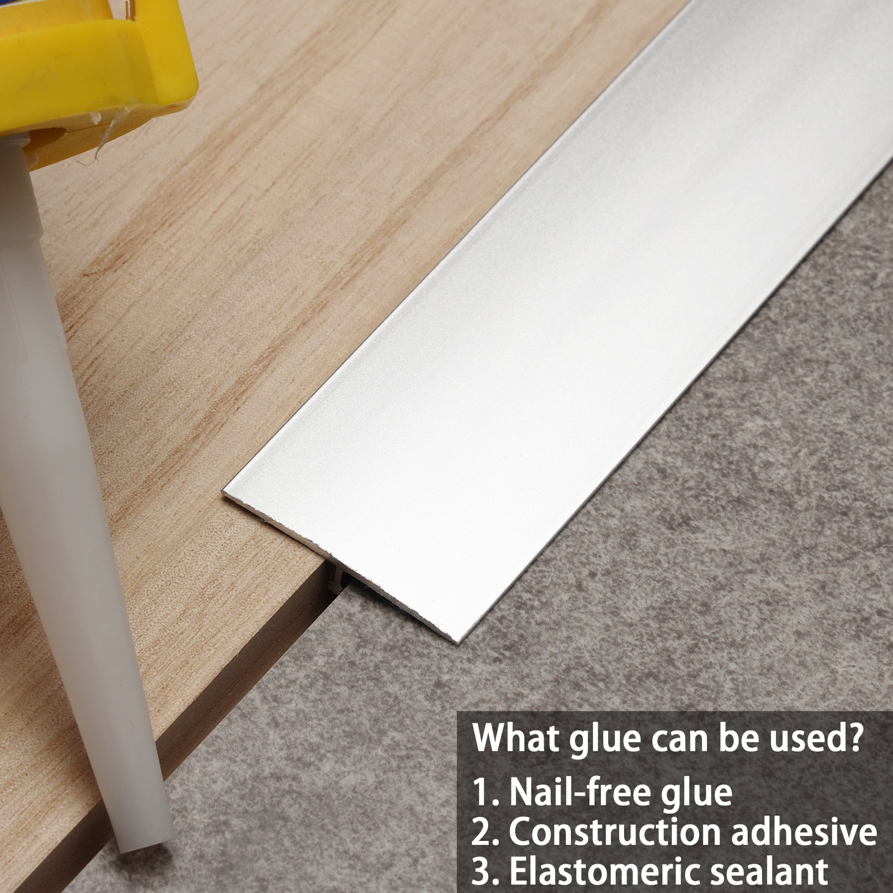 Gaahing Aluminum T Molding Floor Transition Strip, T Moulding for Laminate Flooring Planks, Vinyl Floor Transition, Rubber Transition,3Pcs