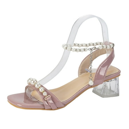

Fashion Style Sandals for Women s Summer 2023 New Pearl Line with Crystal High Heels Fashion Sandals