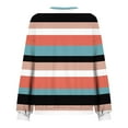 thumbnail image 4 of Women's Crew Neck Sweatshirts Oversize Floral Striped Pullover Loose Fashion Long Sleeve Knit Casual Tops (2XL, Black), 4 of 5