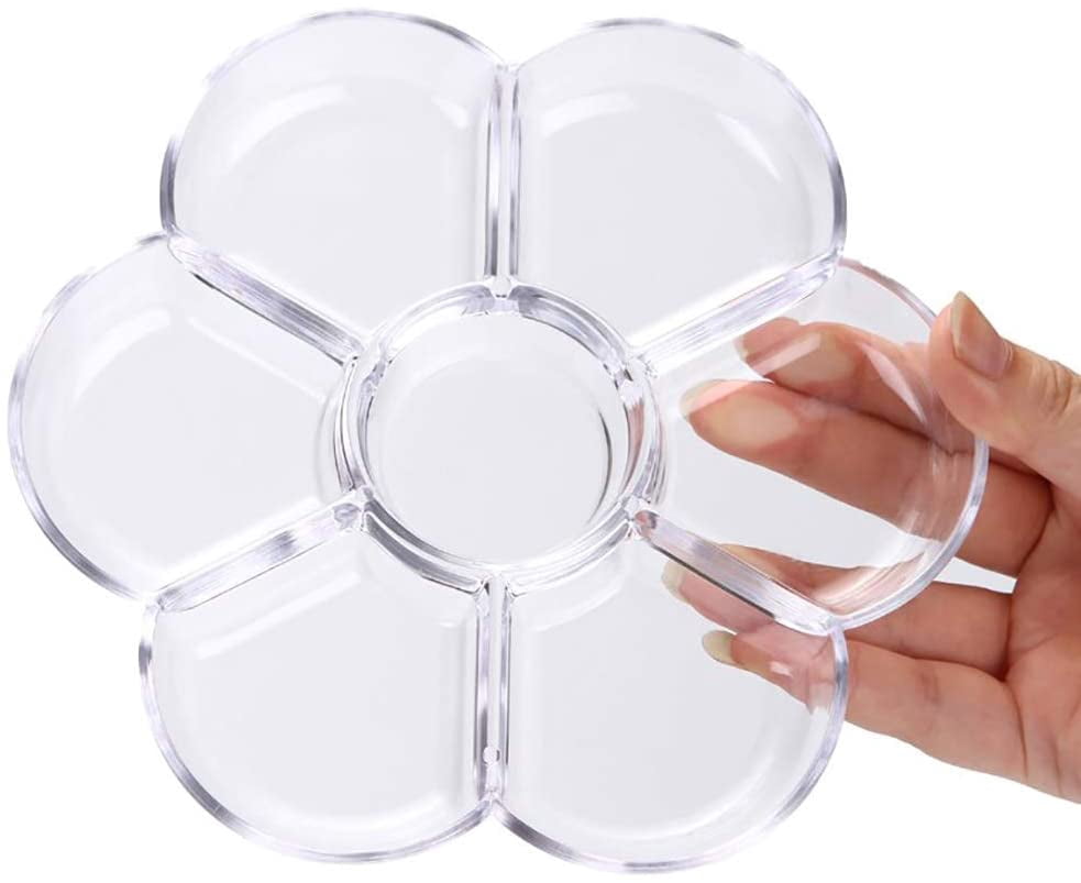 ABPETE 6-Pack Plastic Paint, Palettes for Artists,Circular Trays with Deep Wells for Watercolor, Acrylic & Oil,Kids & Adults Painting Supplies for School Projects, Art Classes & DIY Crafts