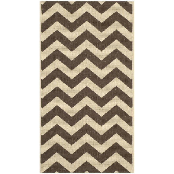 SAFAVIEH Courtyard Bailey Chevron Indoor/Outdoor Area Rug, Dark Brown, 2' x 3'7"