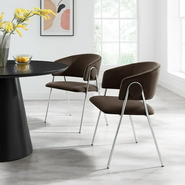 Modway Nella Upholstered Performance Velvet Dining ChairSet of 2 in Chocolate Brown