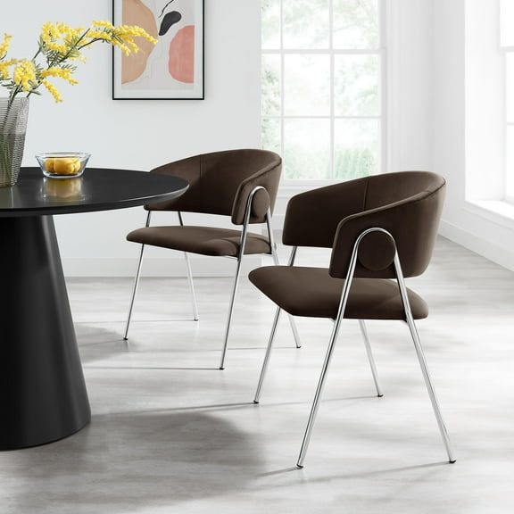 Nella Dining Chair Set of 2 in Chocolate Brown