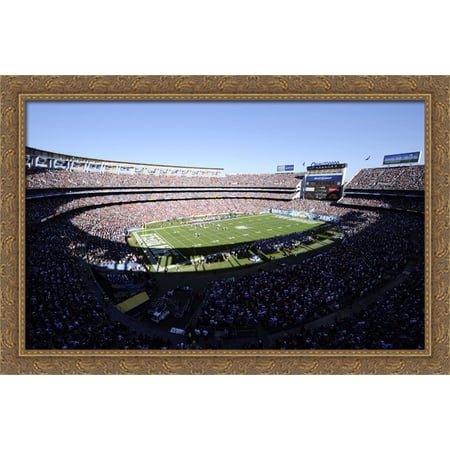 Qualcomm Stadium 40x26 Large Gold Ornate Wood Framed Canvas Art - Home of the San Diego Chargers