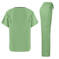 thumbnail image 4 of Women Scrubs Sets Spring Summer V-Neck Scrub Top & Jogger Pant Stretch Nursing Workwear Quick Dry Medical Uniform with Multi Pocket for Doctors, Nurses Mint Green 2XL, 4 of 4