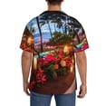 thumbnail image 3 of Pofeuu Tropical Beach Candlelight Print Mens Casual Short Sleeve Shirts Beach Summer Spread Collar Pocket Tops Men's Casual Short-sleeved Shirt-X-Large, 3 of 5
