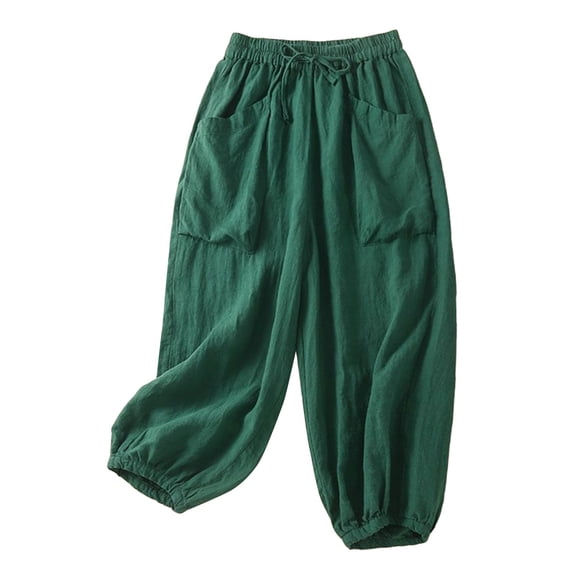 TRUBKH Boho Patchwork Harem Pants for Women Phat Pants Elastic Waist and Ankles Yoga Joggers with Pockets Vacation Outfits for Women Camo Shorts Cotton Harem Pants for Summer Beach Green M