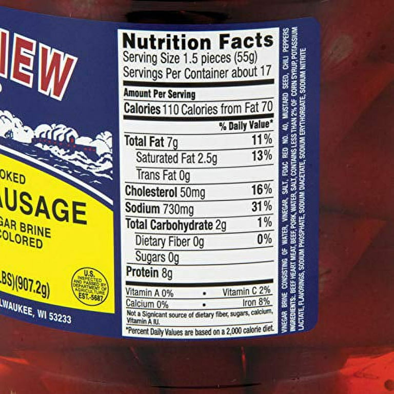 Bay View Brand Pickled Polish Sausage 32 outlet Ounce Jar Bar Tavern Food (2 Pack)