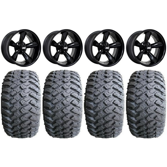 GTW Godfather 12" Golf Cart Wheels Black 23" Hammer Tires E-Z-GO & Club Car