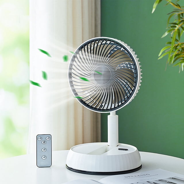 Boovnll Ventilateur Pliant Télescopique à Hauteur Réglable, Rangement Portable, Télécommande, Minuterie, Oscillation, Usb, Insert Droit, Changement de Vent Silencieux à Trois Vitesses