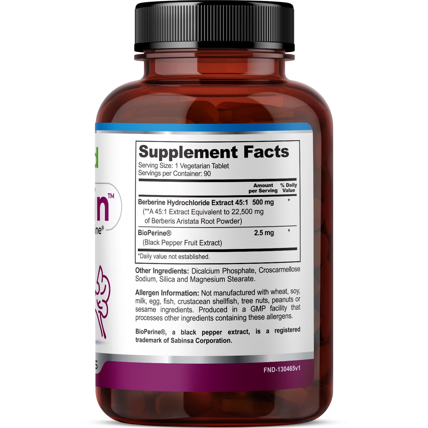Fineland Vitamins BerBrain Berberine 45:1 Concentration 22,500 mg 90 Tablets